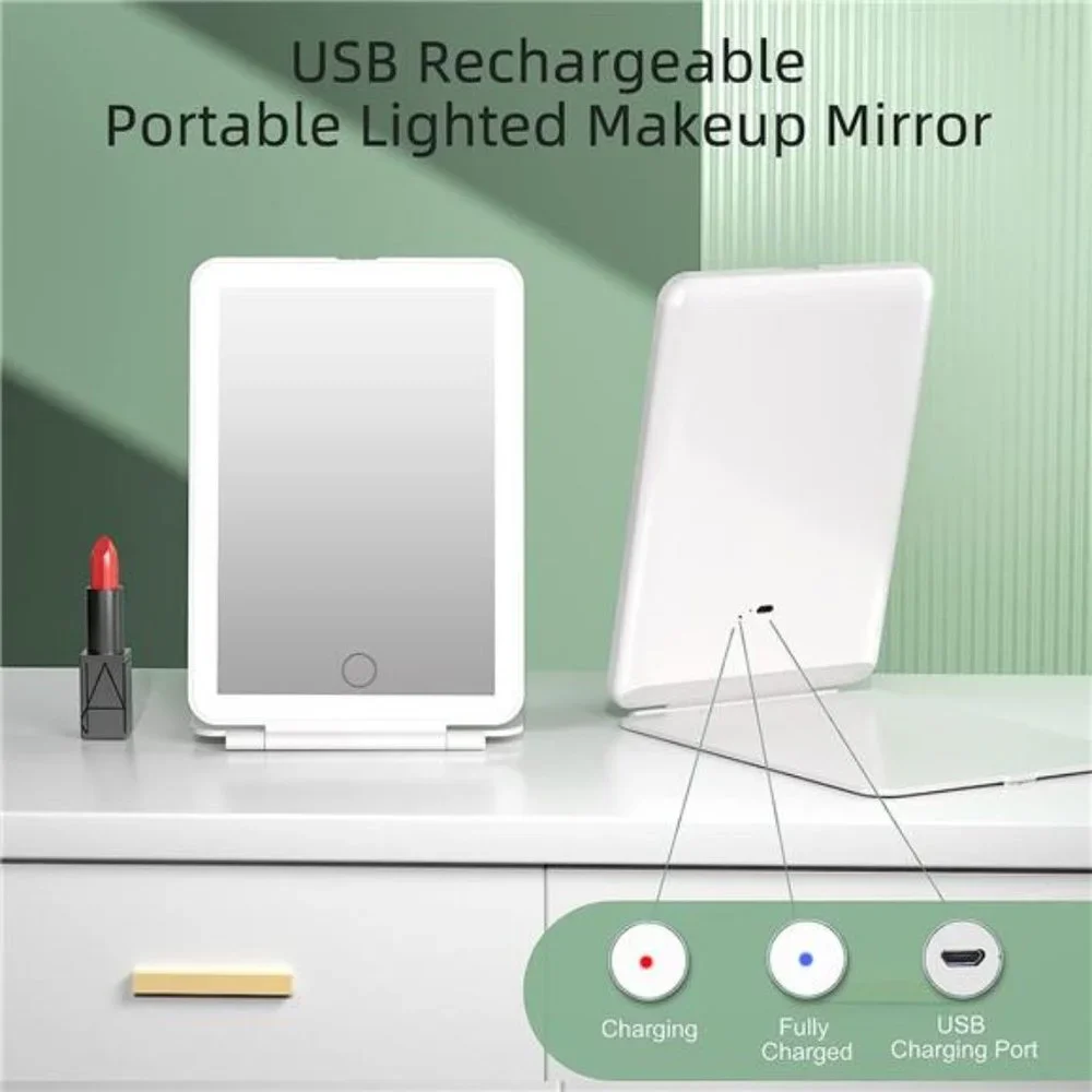 Rechargeable Travel Makeup Vanity Mirror with 72 LED Lights, Portable Lighted